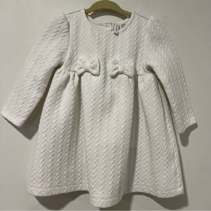 Janie and Jack Ivory/white Baby Bow Jacquard Dress